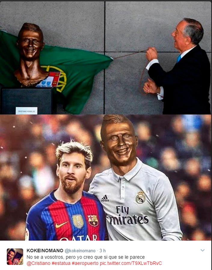El busto de Cristiano Ronaldo en el aeropuerto de Madeira va a dar para muchos memes