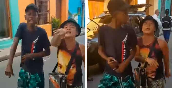 Vaya estilazo tienen estos dos jovenes raperos en las calles de Colombia