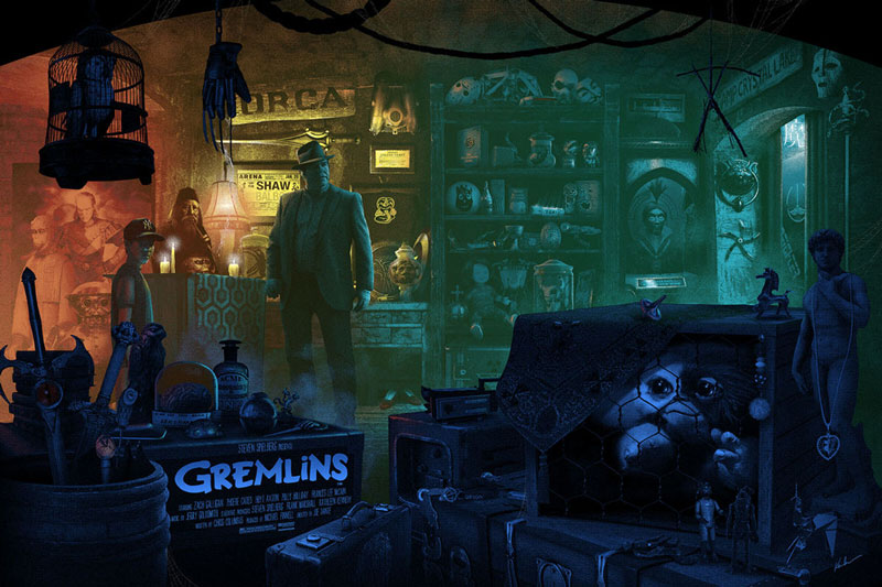 Un cartel de la película Gremlins esconde docenas de referencias al cine de los años 80