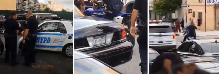 Un policía se cae de una moto que acaba de confiscar y las risas son pocas