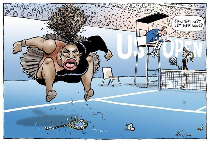 Acusan de racismo a un dibujante por esta viñeta criticando el comportamiento de Serena Williams en la final de US Open