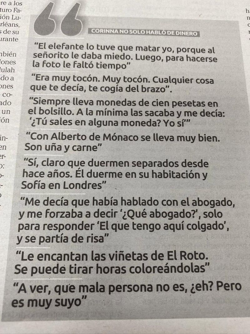El Faro de Vigo publica una broma de El Mundo Today sobre Corinna y el rey emérito como si fuera cierta