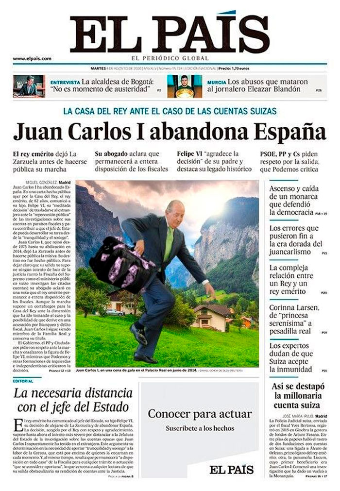 El rey emérito Juan Carlos I se va de España