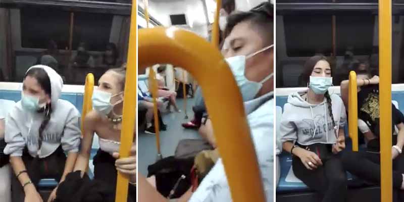 Niñatas en el metro de Madrid escupen e insulta a una pareja que les recrimina no llevar mascarilla