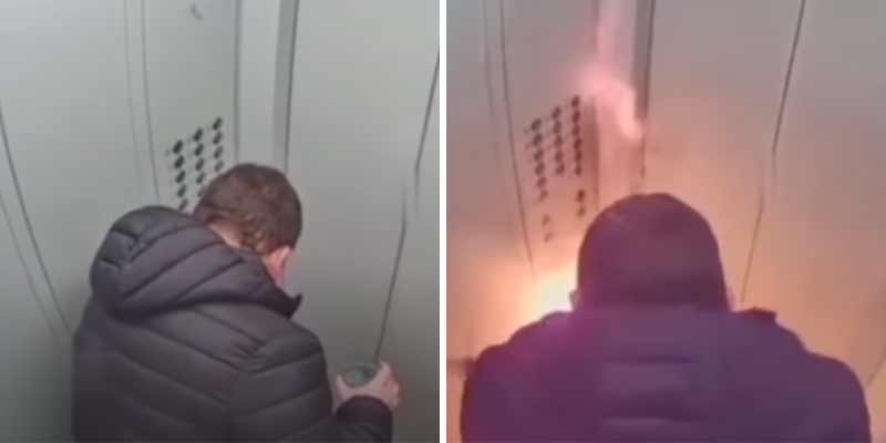 Provoca accidentalmente un incendio en un ascensor y no puede escapar
