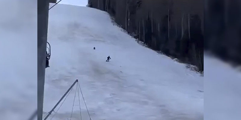 Un esquiador perseguido por un oso