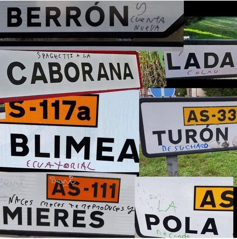 En Asturias hay alguien muy creativo con las señales de tráfico
