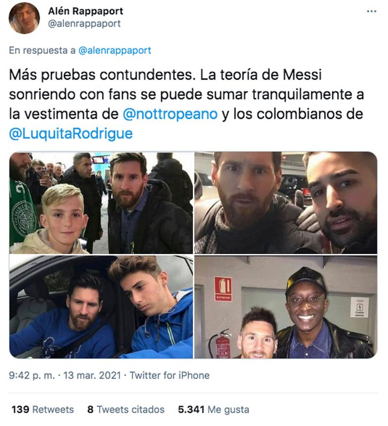 Existe una teoría que dice que Messi sonrie como la persona con la que se está haciendo una foto