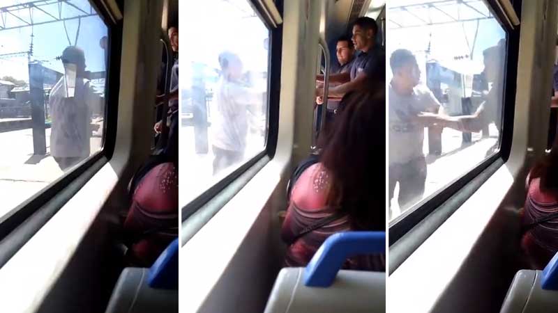 La lía en el tren e intenta boxear con el guardia de seguridad equivocado