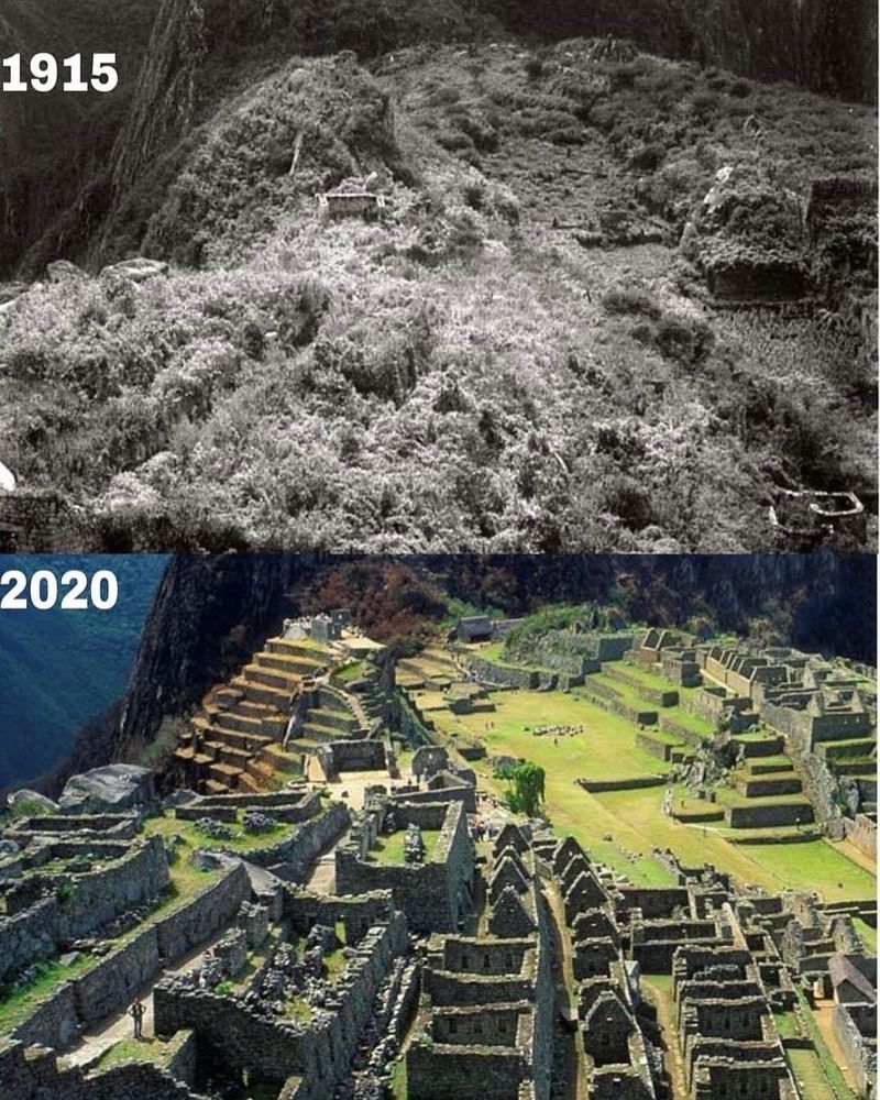 El Machu Picchu cuando se descubrió comparado con la actualidad