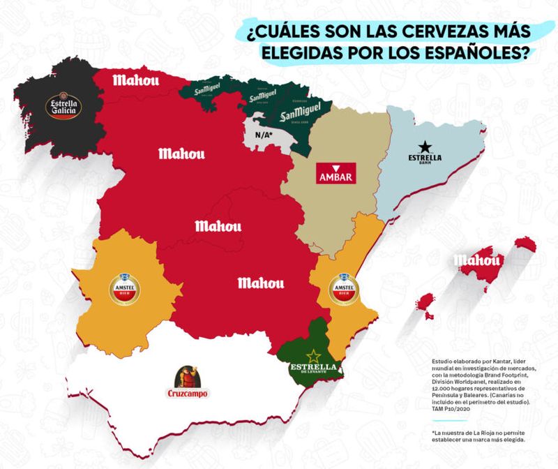 ¿Qué marca de cerveza se bebe en cada comunidad de España?