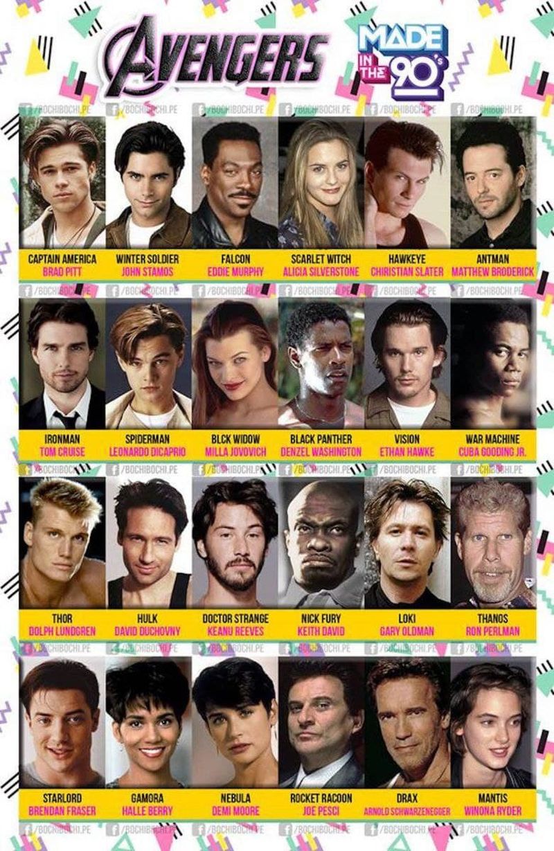 ¿Qué actores interpretarían a los Vengadores si la hubiesen rodado en los 90?
