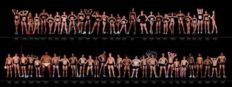Una curiosa fotografía en la que vemos las variaciones corporales de los deportistas olímpicos