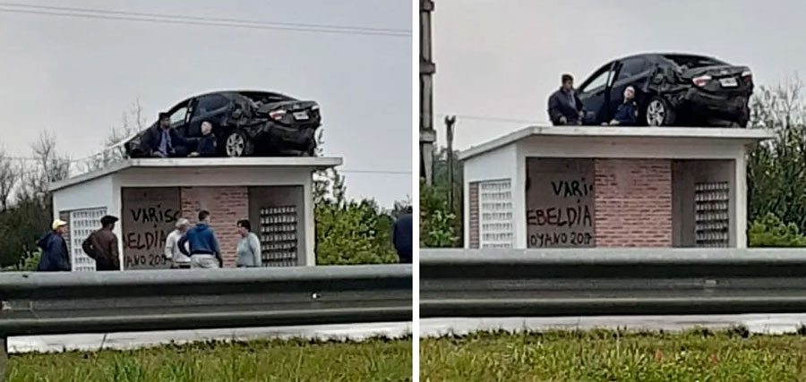 Así acabó en Argentina un coche tras un aparatoso accidente