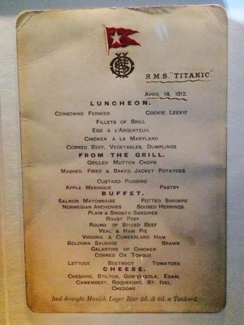 El menú del Titanic