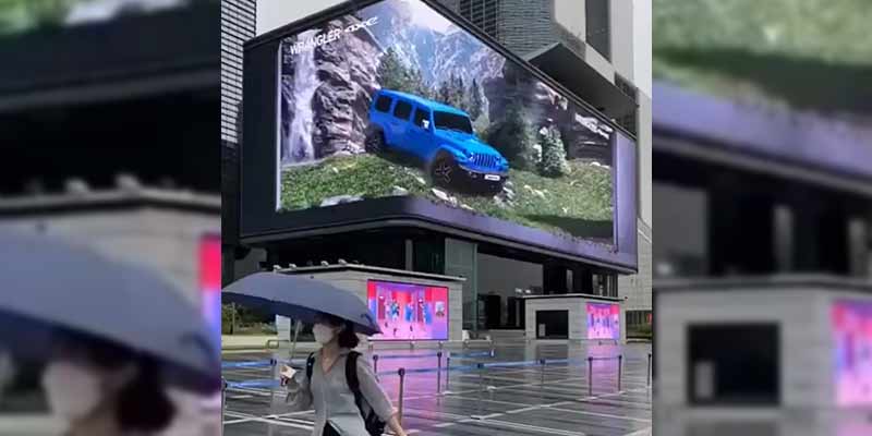 Un impresionante anuncio de Jeep en una pantalla 3D curva