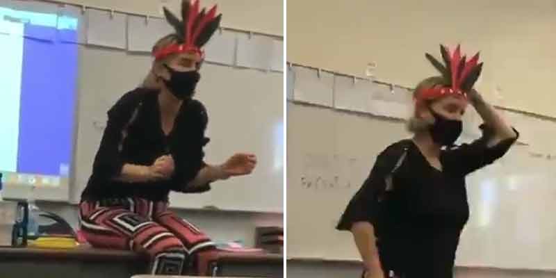Una profesora de EEUU da una ridícula clase como si fuese una nativa americana y la lía