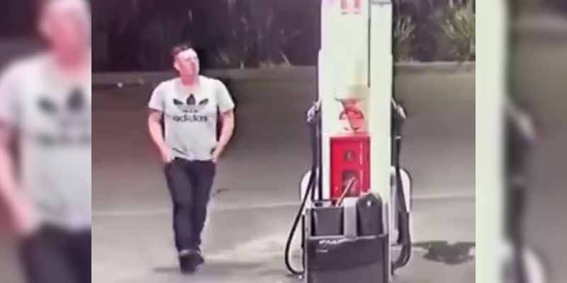 El extraño comportamiento de este hombre en la gasolinera