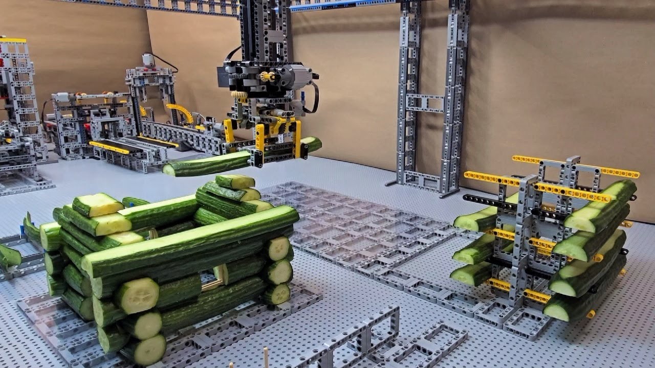 Una factoría hecha con LEGO que fabrica casas hechas con pepinos