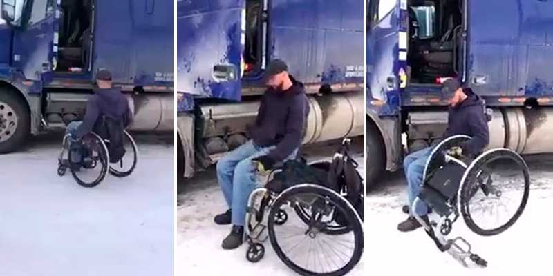 Invento para que un camionero en silla de ruedas pueda subir a la cabina