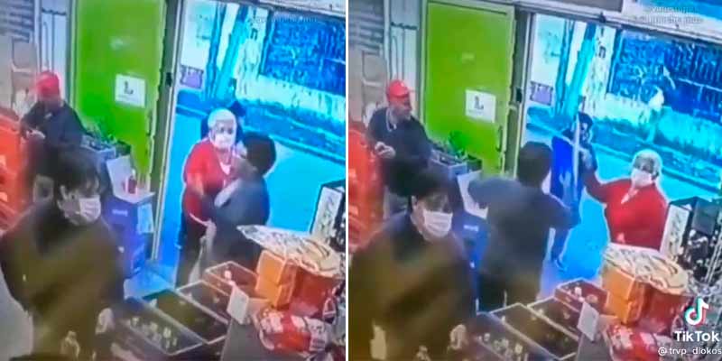 Duelo a bastón entre ancianas en el supermercado