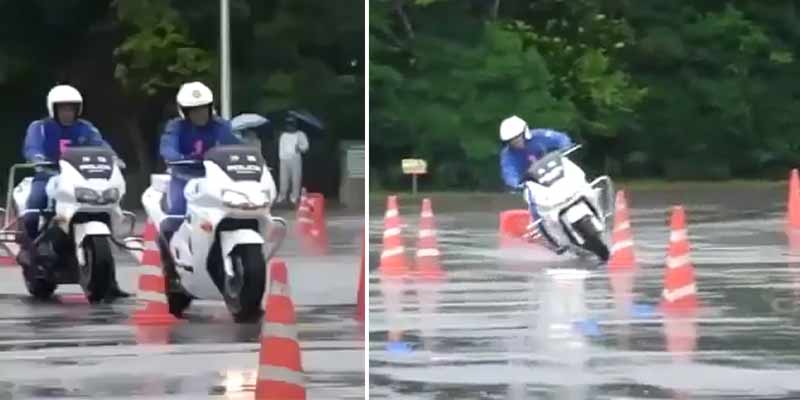 Vaya habilidad la de este policía japonés motorizado