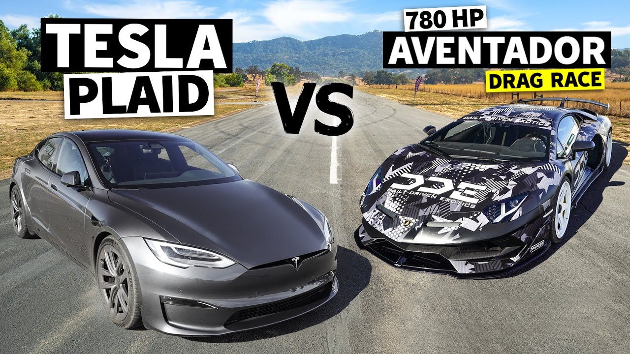 Lamborghini Aventador SVJ vs Tesla Model S Plaid