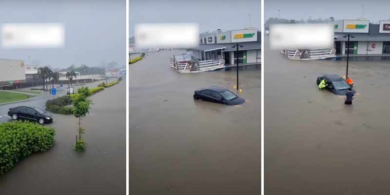 Entrar en el coche en un aparcamiento inundado ¿qué podía salir mal?