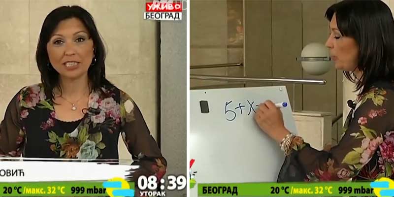Atentos a las sencillas clases de matemática en una televisión Serbia