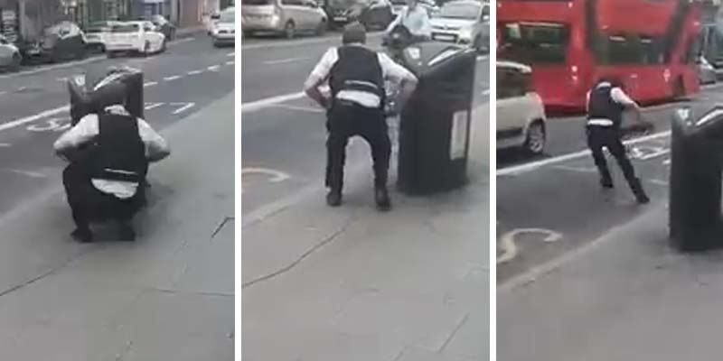 ¿Logrará parar el policía la moto con la barrera de pinchos?