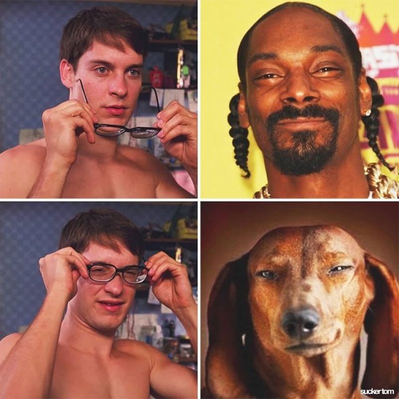 Memes de Tobey Maguire poniéndose las gafas