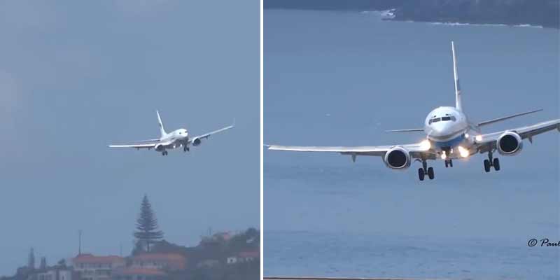 El complicado aterrizaje de un avión en Madeira debido al fuerte viento