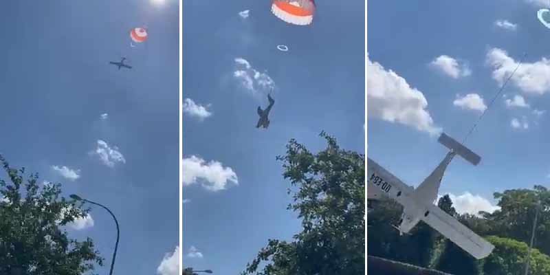 Una avioneta abre el paracaidas de emergencias para evitar estrellarse gravemente