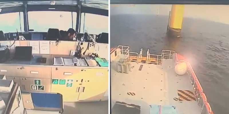 Un carguero se estrella contra una aerogenerador en mitad del mar