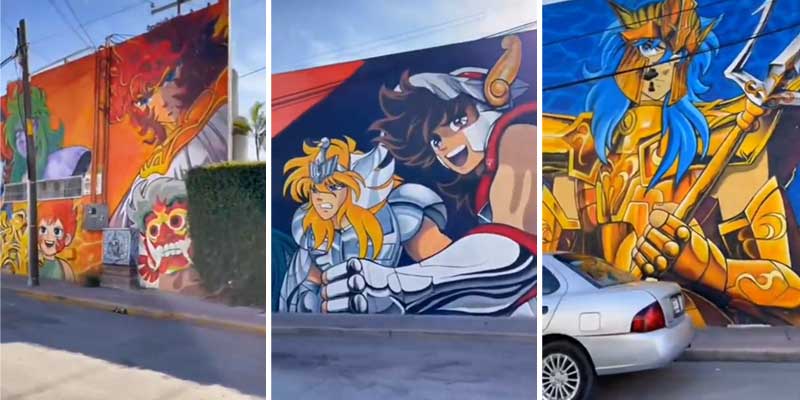 Impresionante mural dedicado a "Los Caballeros del Zodiaco" en algún lugar de México
