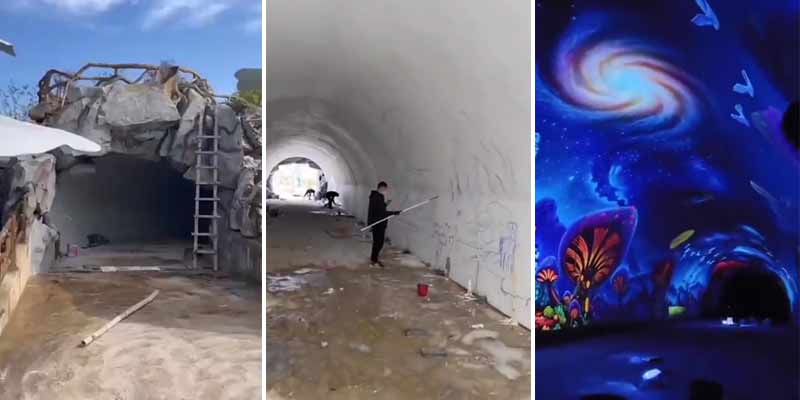 Impresionante arte en un tunel