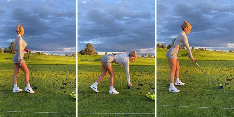 La golfista Paige Spiranac muestra la potencia de su tiro