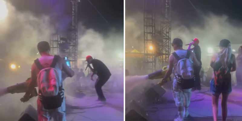 El rapero Chucky Chuck fumiga al público con marihuana en un concierto