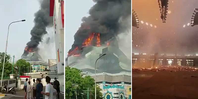 Se incendia y derrumba la mezquita más grande de Yakarta