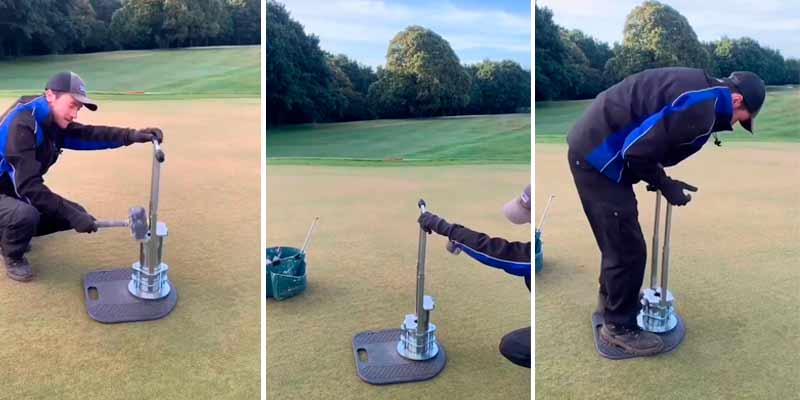 Una herramienta para cambiar la ubicación de un hoyo en un campo de golf