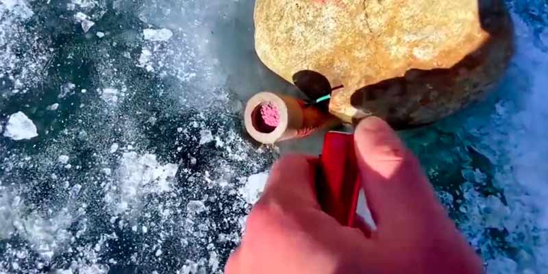 El curioso efecto de explotar un petardo en el hielo