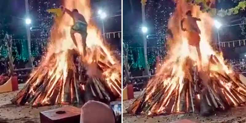 El ritual extremo de caminar sobre el fuego en el templo de Kerala