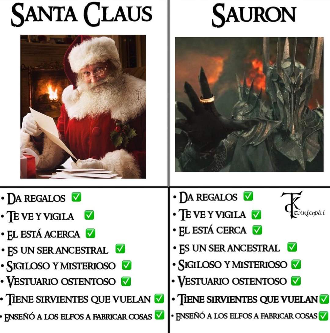 Santa Claus comparado con Sauron