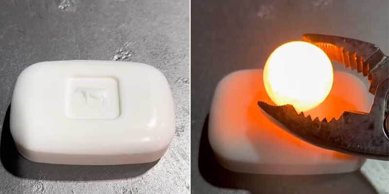 Una bola de metal a 1.000ºC sobre una pastilla de jabón