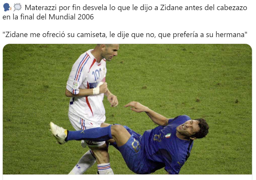 ¿Por qué le pegó Zidane un cabezazo a Materazzi?