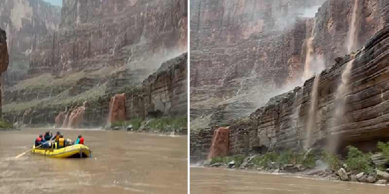 Los monzones crean cascadas en el Gran Cañón