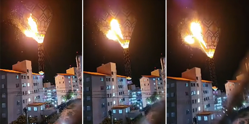 Un globo aerostático se incendia y se estrella contra un edifico en São Paulo
