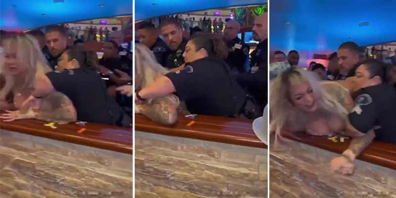Una striper borracha liándola con la policía