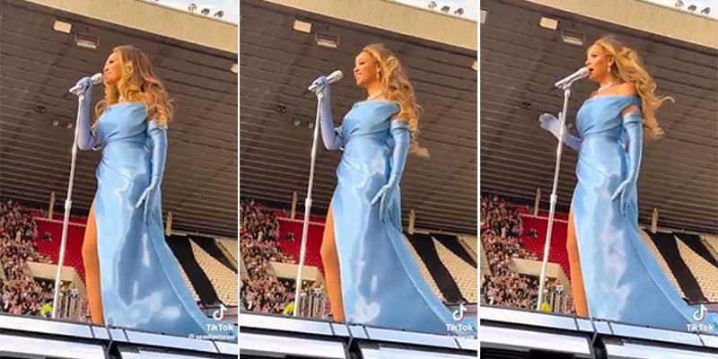 ¿Cómo puede Beyoncé concentrarse para cantar con este fan cerca?