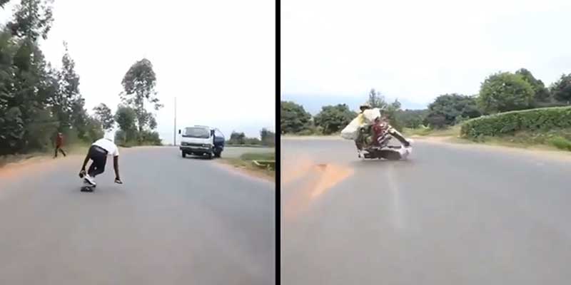 Un descenso en longboard a toda velocidad en una carretera de Nairobi ¿qué podía salir mal?